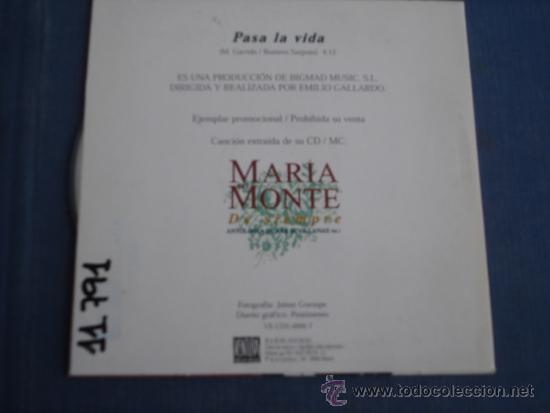 CDs de m&uacute;sica: MARIA DEL MONTE   PASA LA VIDA   PROMO CD-SINGLE - Foto 2