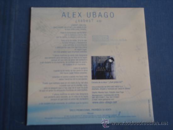 CDs de m&uacute;sica: ALEX UBAGO &iquest;SABES? PROMO CD-SINGLE - Foto 2