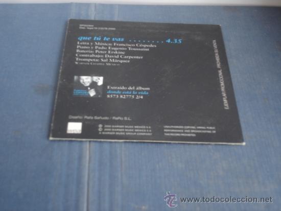 CDs de m&uacute;sica: FRANCISCO CESPEDES  QUE TU TE VAS  PROMO CD SINGLE - Foto 2