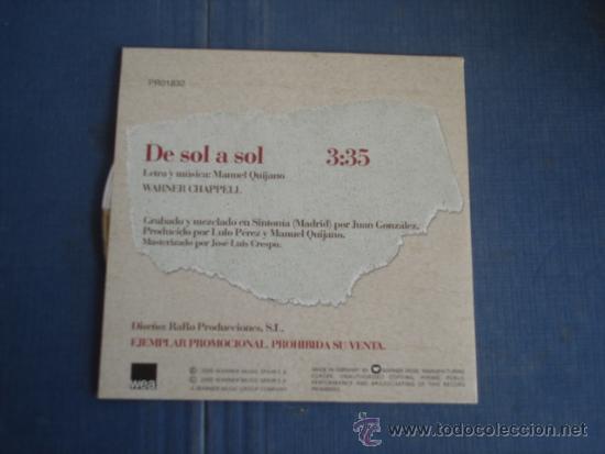 CDs de m&uacute;sica: CAFE QUIJANO   DE SOL A SOL  PROMO CD-SINGLE - Foto 2