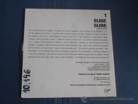 CDs de m&uacute;sica: NACHO CANO  SUBE SUBE  PROMO CD SINGLE - Foto 2