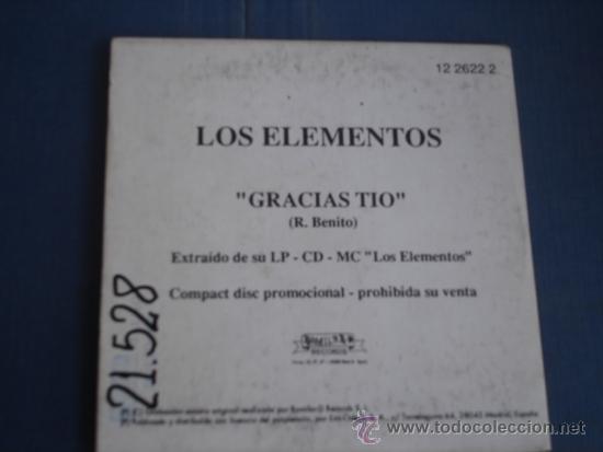 CDs de m&uacute;sica: LOS ELEMENTOS  GRACIAS TIO  PROMO CD SINGLE - Foto 2