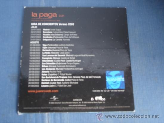 CDs de m&uacute;sica: JUANES   LA PAGA  PROMO CD-SINGLE - Foto 2