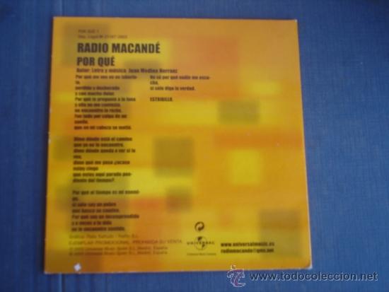 CDs de m&uacute;sica: RADIO MACANDE  &iquest;POR QUE?  PROMO CD SINGLE - Foto 2