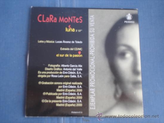 CDs de m&uacute;sica: CLARA MONTES   LUNA  PROMO CD-SINGLE - Foto 2