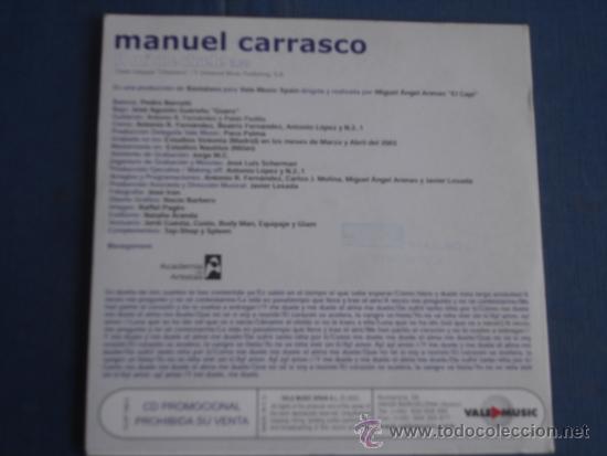 CDs de m&uacute;sica: MANUEL CARRASCO A MI ME DUELE PROMO CD SINGLE - Foto 2