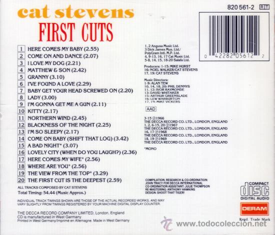 CDs de m&uacute;sica: CAT STEVENS - FIRST CUTS - compact disc.mirar portes antes de comprar - Foto 2