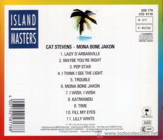 CDs de m&uacute;sica: CAT STEVENS - MONA BONE JAKON - compact disc.mirar portes antes de comprar - Foto 2