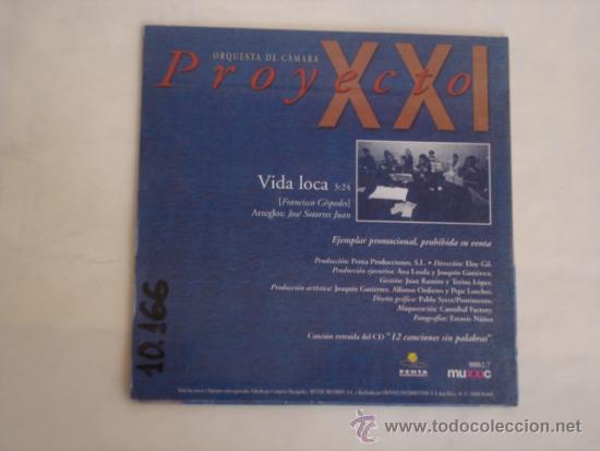 CDs de m&uacute;sica: PROYECTO XXI   VIDA LOCA  PROMO CD-SINGLE - Foto 2