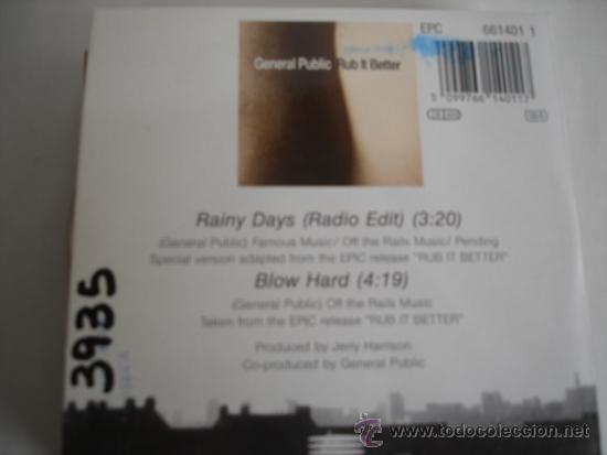 CDs de m&uacute;sica: GENERAL PUBLIC   RAINY DAYS  CD-SINGLE 1+1 - Foto 2