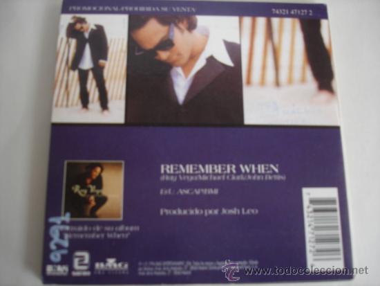 CDs de m&uacute;sica: RAY VEGA   REMEMBER WHEN  PROMO CD-SINGLE - Foto 2