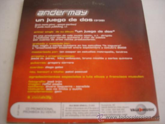 CDs de m&uacute;sica: ANDERMAY   UN JUEGO DE DOS  PROMO CD-SINGLE - Foto 2