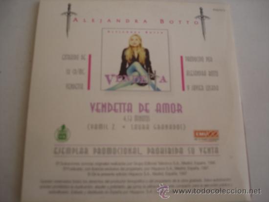 CDs de m&uacute;sica: ALEJANDRA BOTTO  VENDETTA DE AMOR  PROMO CD SINGLE - Foto 2