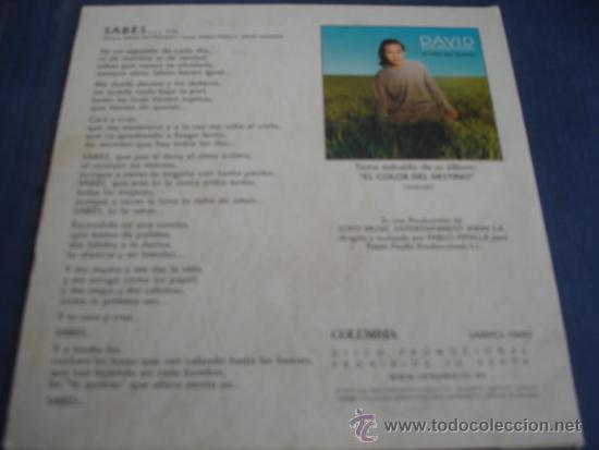 CDs de m&uacute;sica: DAVID DEMARIA   SABES...  PROMO CD-SINGLE - Foto 2