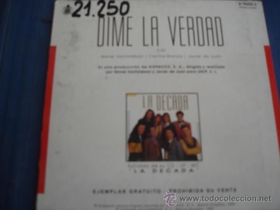CDs de m&uacute;sica: LA DECADA   DIME LA VERDAD  PROMO CD-SINGLE - Foto 2