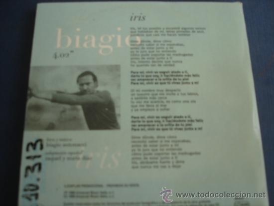 CDs de m&uacute;sica: BIAGIO Antonacci ? IRIS  PROMO CD SINGLE - Foto 2
