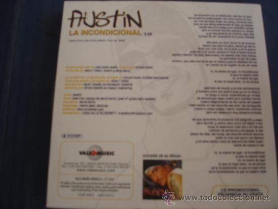 CDs de m&uacute;sica: AUSTIN LA INCONDICIONAL   PROMO CD SINGLE - Foto 2