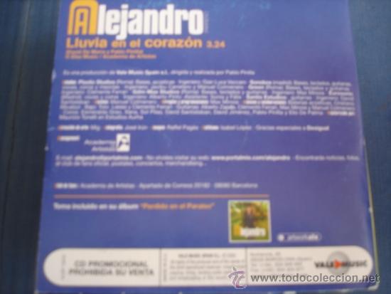 CDs de m&uacute;sica: ALEJANDRO PARRE&Ntilde;O LLUVIA EN EL CORAZON  PROMO CD SINGLE - Foto 2