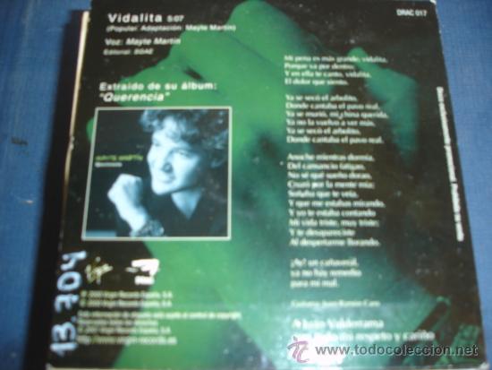 CDs de m&uacute;sica: MAYTE MARTIN   VIDALITA  PROMO CD-SINGLE - Foto 2