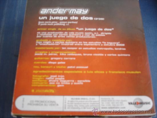 CDs de m&uacute;sica: ANDERMAY   UN JUEGO DE DOS  PROMO CD-SINGLE - Foto 2