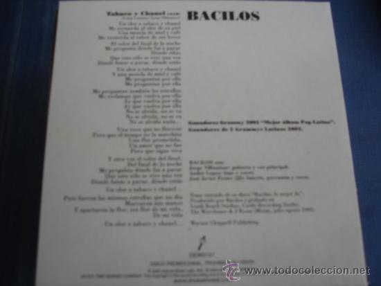 CDs de m&uacute;sica: BACILOS   TABACO Y CHANEL  PROMO CD-SINGLE - Foto 2