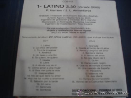 CDs de m&uacute;sica: FRANCISCO  LATINO ( versi&oacute;n 2000) PROMO CD SINGLE - Foto 2