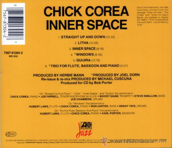 CDs de m&uacute;sica: CHICK COREA - INNER SPACE - compact disc.mirar portes antes de comprar - Foto 2