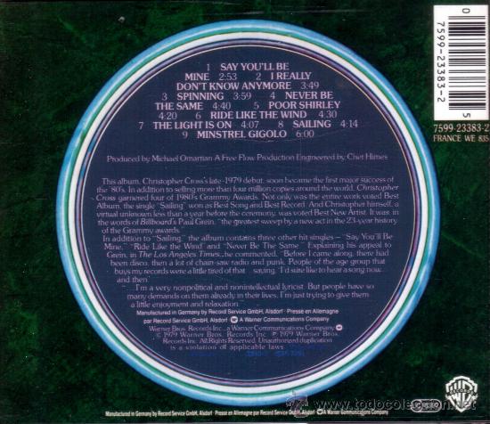 CDs de m&uacute;sica: CHRISTOPHER CROSS - CHRISTOPHER CROSS - compact disc.mirar portes antes de comprar - Foto 2