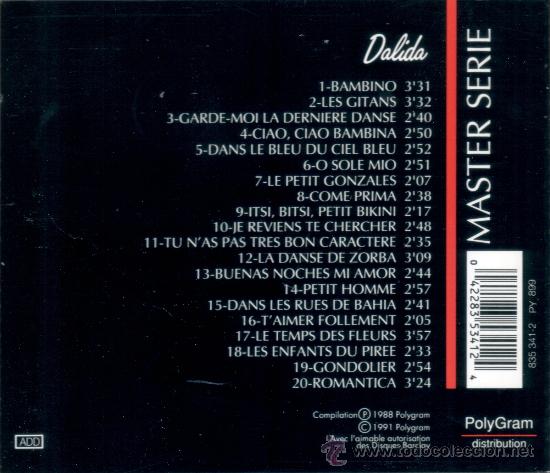 CDs de m&uacute;sica: DALIDA - MASTER SERIES - compact disc.mirar portes antes de comprar - Foto 2