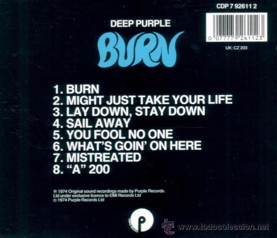 CDs de m&uacute;sica: DEEP PURPLE - BURN - compact disc.mirar portes antes de comprar - Foto 2