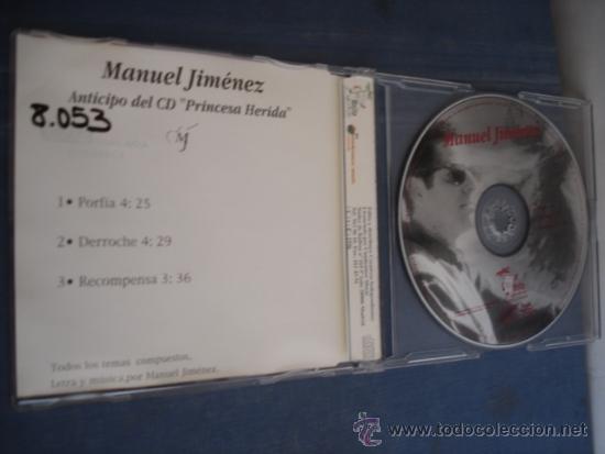 CDs de m&uacute;sica: MANUEL JIMENEZ  PRINCESA HERIDA  PROMO CD SINGLE  3 TRACKS - Foto 2