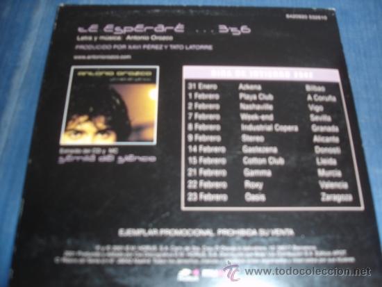 CDs de m&uacute;sica: ANTONIO OROZCO  TE ESPERARE  PROMO CD SINGLE - Foto 2