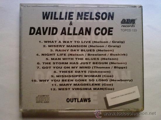 CDs de m&uacute;sica: WILLIE NELSON & DAVID ALLAN COE-OUTLAWS - Foto 2