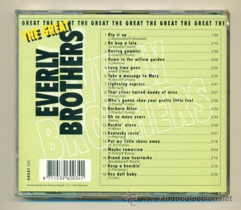 CDs de m&uacute;sica: EVERLY BROTHERS - 1994 - 18 TEMAS - Foto 2