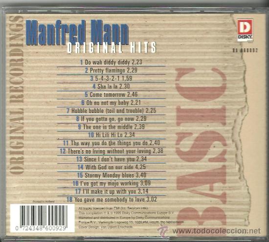 CDs de m&uacute;sica: MANFREDD MANN- ORIGINAL HITS CD PICTURE - Foto 2