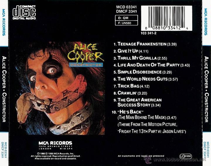 CDs de m&uacute;sica: ALICE COOPER - CONSTRICTOR - compact disc.mirar portes antes de comprar - Foto 2