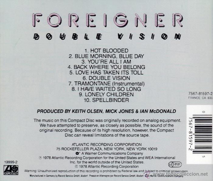 CDs de m&uacute;sica: FOREIGNER - DOUBLE VISION - compact disc.mirar portes antes de comprar - Foto 2