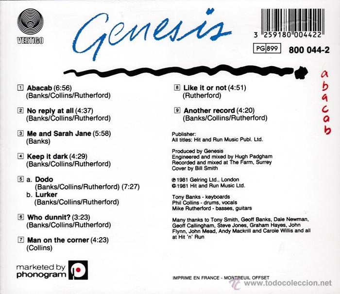 CDs de m&uacute;sica: GENESIS - ABACAB - compact disc.mirar portes antes de comprar - Foto 2