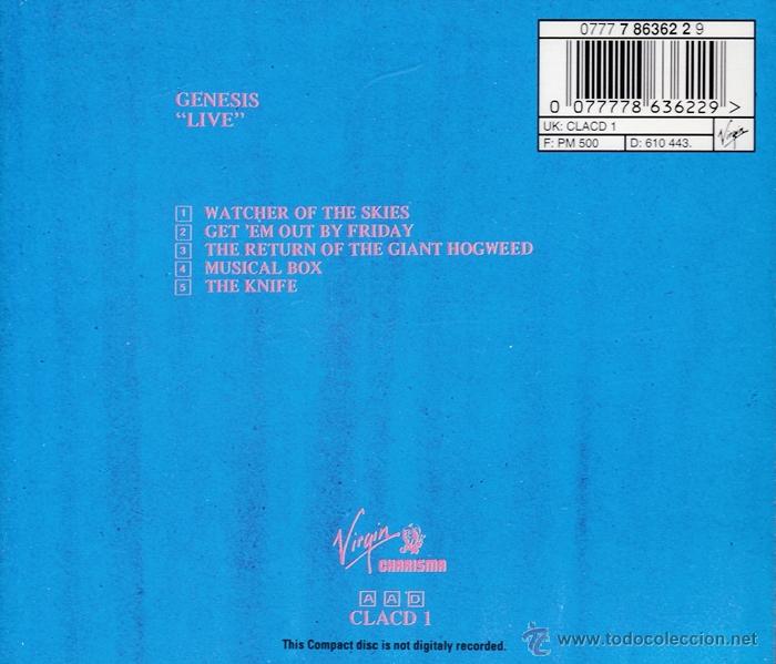 CDs de m&uacute;sica: GENESIS - LIVE - compact disc.mirar portes antes de comprar - Foto 2