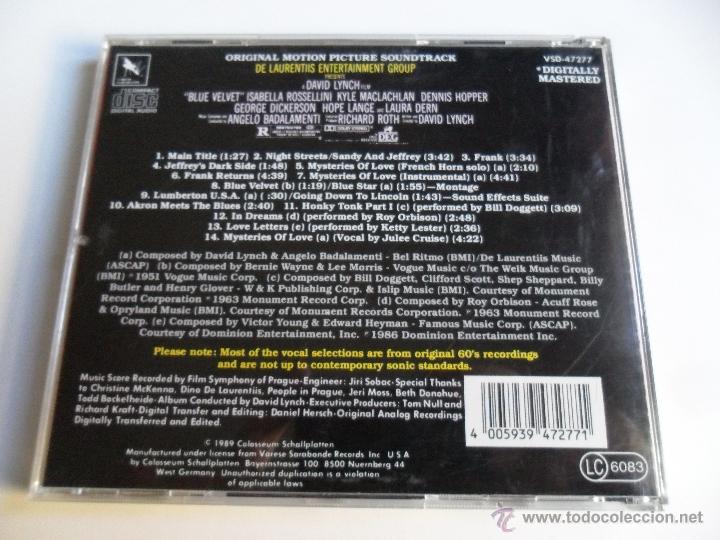 CDs de m&uacute;sica: BLUE VELVET . ANGELO BADALAMENTI BSO - Foto 2