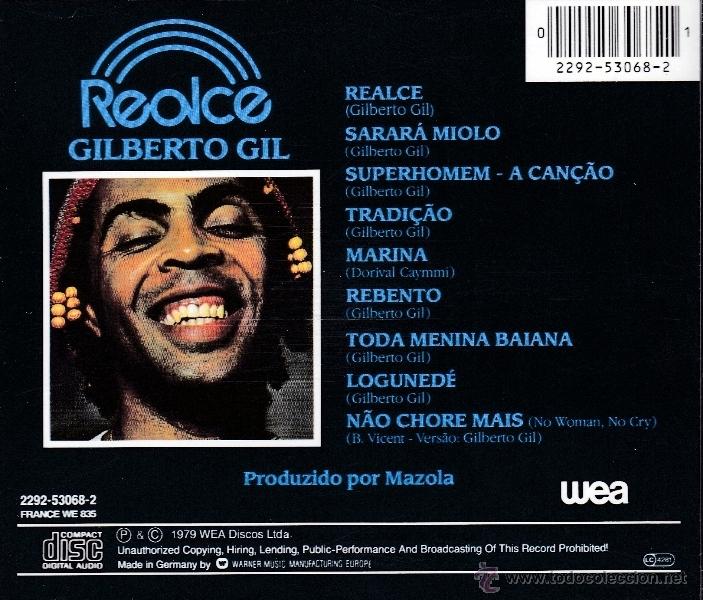 CDs de m&uacute;sica: GILBERTO GIL - REALCE - compact disc.mirar portes antes de comprar - Foto 2