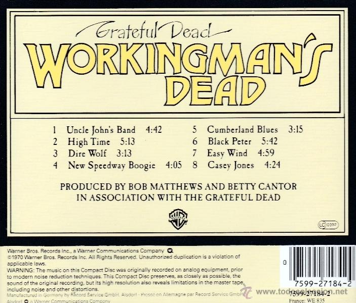CDs de m&uacute;sica: GRATEFUL DEAD - WORKINGMANS DEAD - compact disc.mirar portes antes de comprar - Foto 2