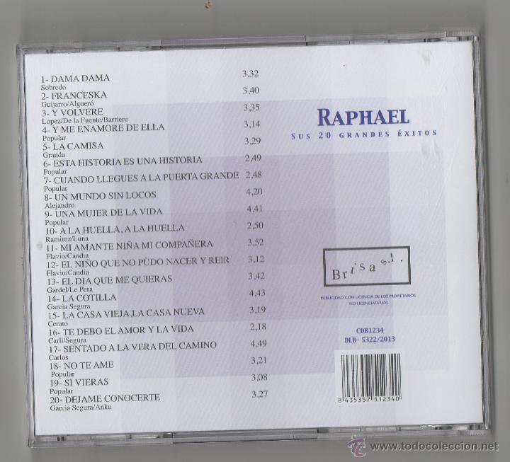 CDs de m&uacute;sica: RAPHAEL &middot; SUS 20 GRANDES &Eacute;XITOS &middot; RARO Y MUY DIF&Iacute;CIL - Foto 2