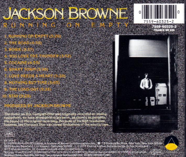 CDs de m&uacute;sica: JACKSON BROWNE - RUNNING ON EMPTY - compact disc.mirar portes antes de comprar - Foto 2