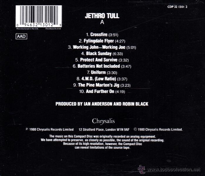 CDs de m&uacute;sica: JETHRO TULL - A - compact disc.mirar portes antes de comprar - Foto 2