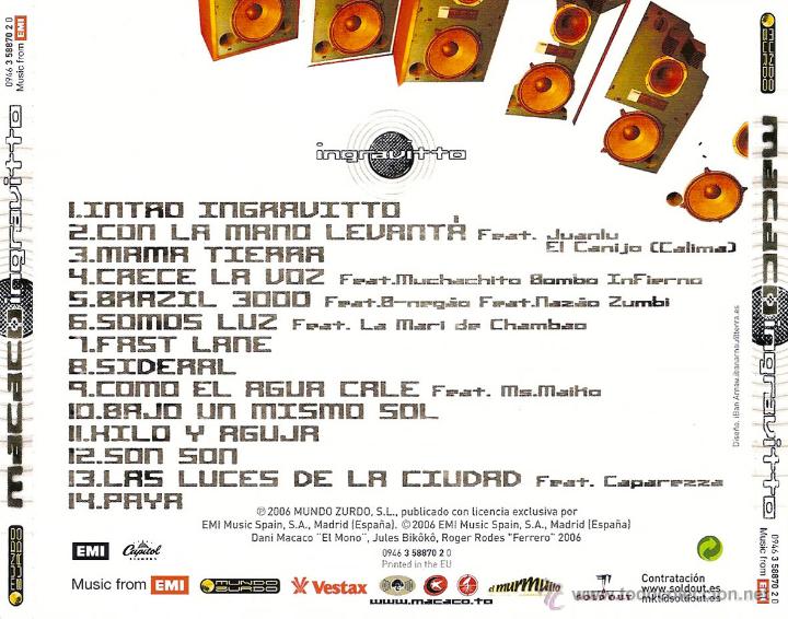 CDs de m&uacute;sica: MACACO CD INGRAVITTO 2006 - Foto 2