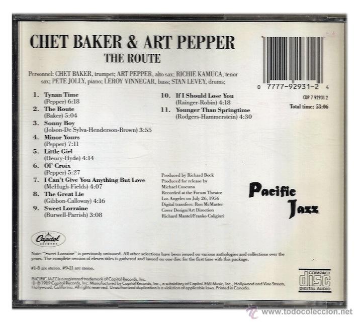 CDs de m&uacute;sica: Chet Baker / Art Pepper - The Route (CD) - Foto 2