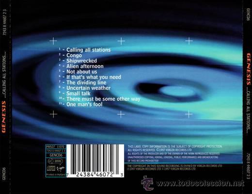 CDs de m&uacute;sica: GENESIS - CALLING ALL STATIONS CD ALBUM 1997 - Foto 2