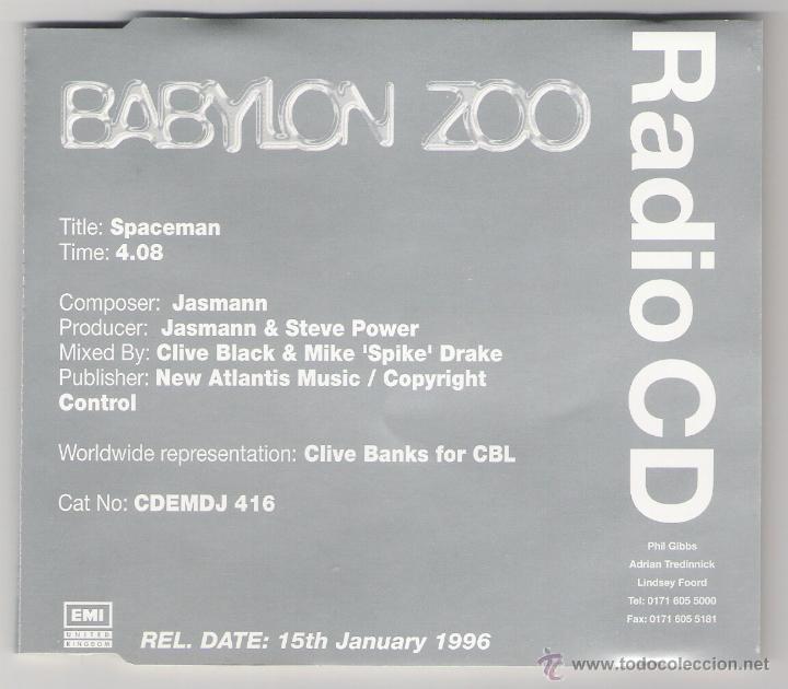 CDs de m&uacute;sica: CD SINGLE BABYLON ZOO  /  SPACEMAN  1995 - Foto 1