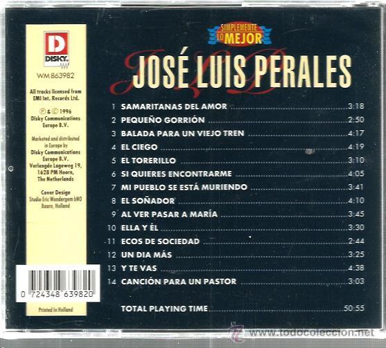 CDs de m&uacute;sica: CD JOSE LUIS PERALES - SIMPLEMENTE LO MEJOR - Foto 2